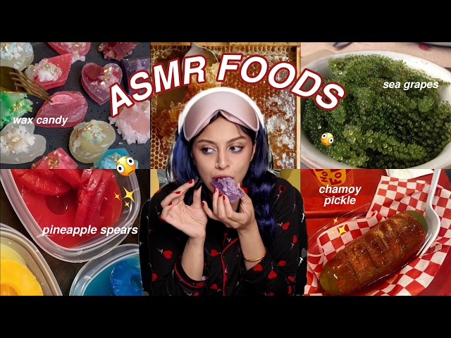 Does ASMR food TASTE as good as it SOUNDS? | chamoy pickle, wax candy, pineapple spears ✨🍬