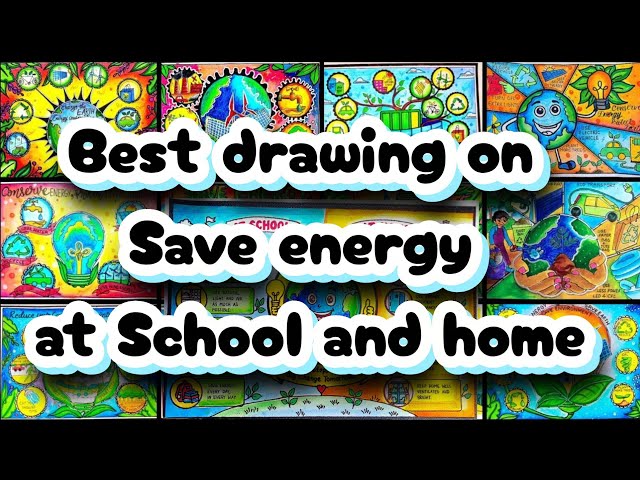 How to draw save energy poster chart drawing for competition ( very easy) step by step