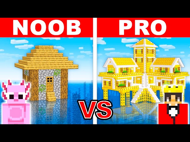 Mongo and Axy SURVIVAL HOUSE ON WATER Build Challenge in Minecraft!