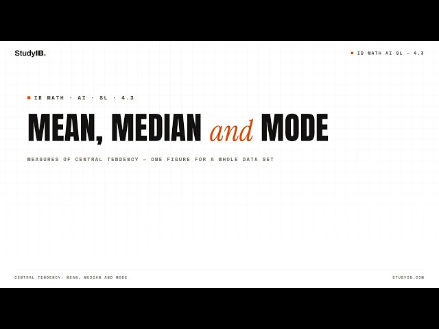 IB Math AI SL 4.3 — Central Tendency: Mean, Median and Mode