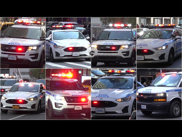 NYPD Police cars responding (collection)