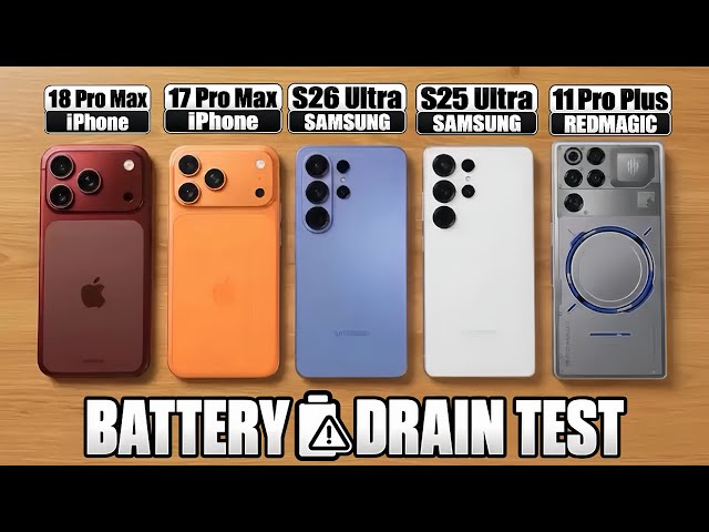 iPhone 18 Pro Max vs 17 Pro Max vs S26 Ultra vs S25 Ultra vs RedMagic 11 Pro+ Battery Drain Test 🔋⚡️