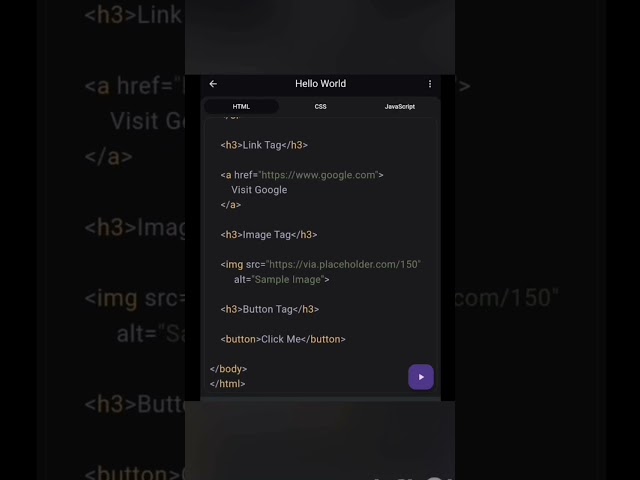 Html tag code with output.#html #css #javascript #htmlcssjavascript #coding #webdesign #webdeveloper