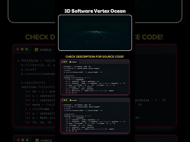 3D SOFTWARE VERTEX OCEAN using html css Javascript #coding #programming
