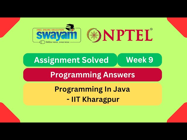 Programming In Java Week 9 | Programming Assignment | My Swayam | #nptel #nptel2026 #myswayam