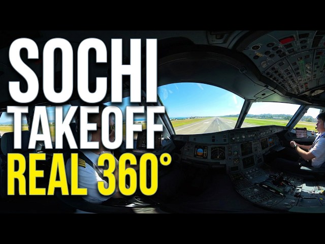 Real Cockpit POV: A321 Takeoff over the Black Sea (360°)