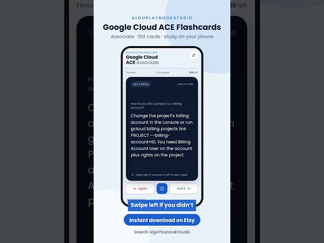 Google Cloud ACE flashcards on your phone #shorts
