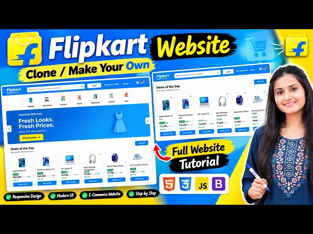 🔥 Build Flipkart Website Using HTML CSS JavaScript | Responsive E-Commerce Website | Full Tutorial