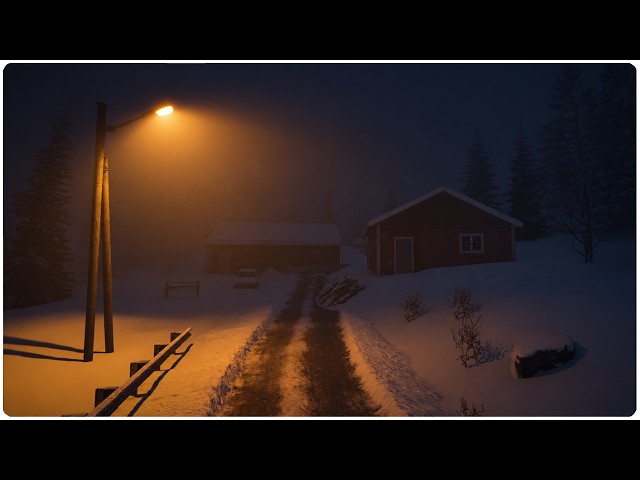 The Most Peaceful I've Ever Slept: Spatial Snowstorm on a Foggy Lamplit Lane | Windy ASMR