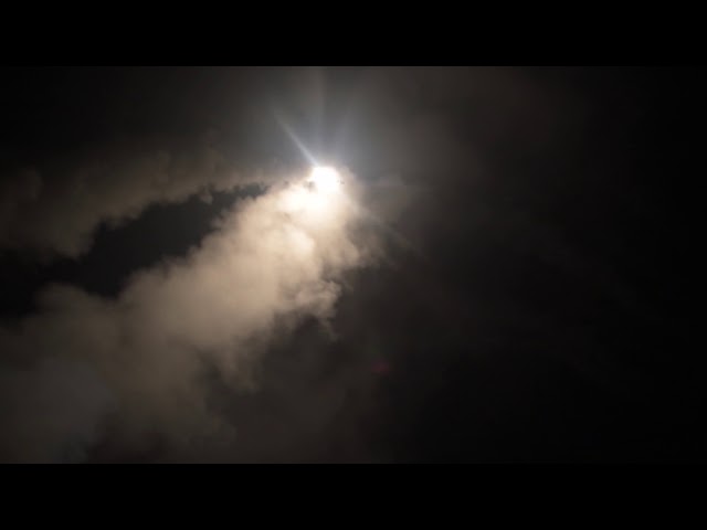 USS Monterey (CG 61) fires a Tomahawk land attack missile.