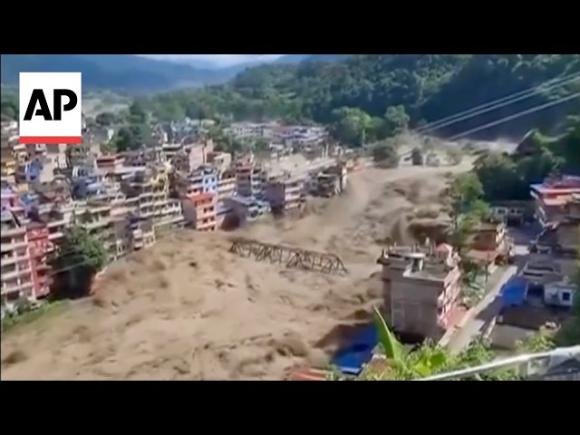 Video shows the moment deadly floods hit Nepal