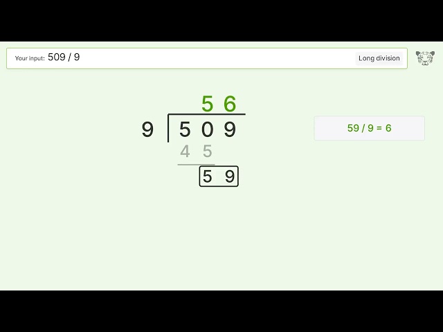 Long Division Problem 509/9: Step-by-Step Video Solution