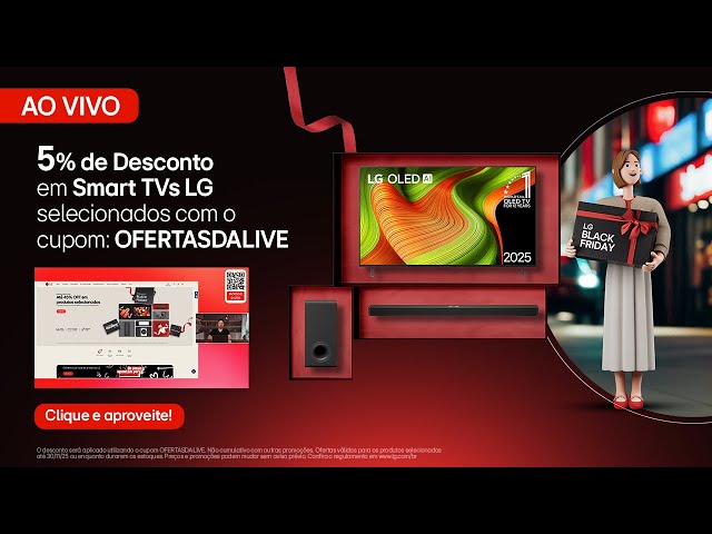 Black Friday LG — TVs OLED e Soundbar S90TY com Super Ofertas - Use o cupom OFERTASDALIVE | Live LG