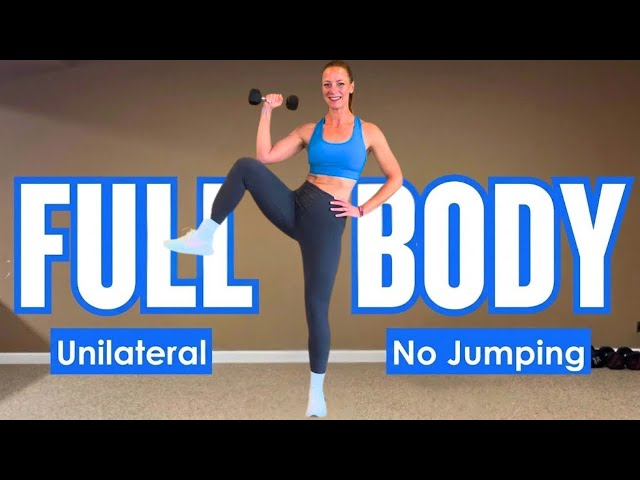 32 MIN FULL BODY UNILATERAL WORKOUT WITH DUMBBELLS | No Jumping