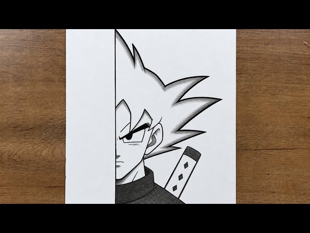 How to Draw Goku Half Face 🔥 | Easy Anime Drawing