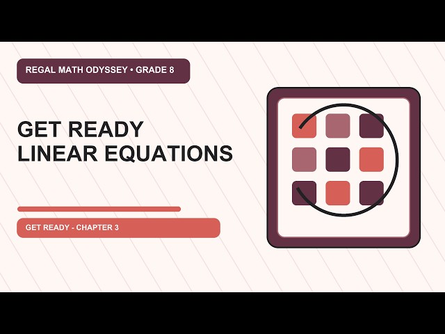 Get Ready for Linear Equations and Slope | Regal Math Odyssey Grade 8 Chapter 3