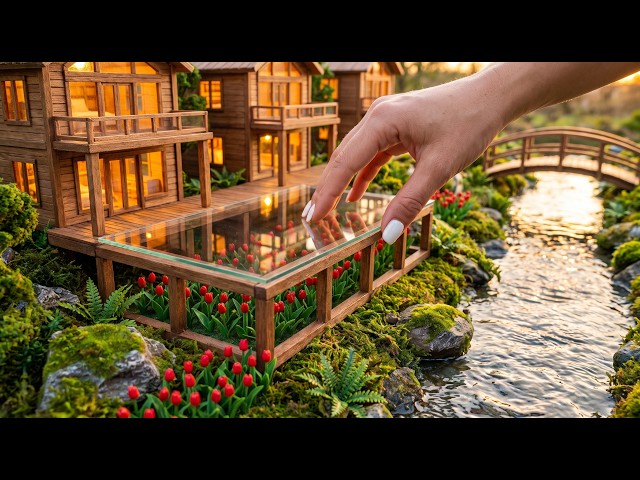 Wooden Resort Construction Timelapse | DIY Luxury Resort with Red Tulip Glass Floor & River Bridge