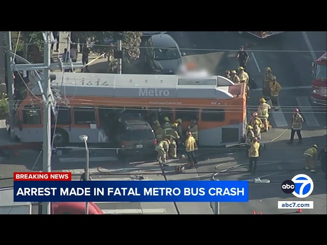 Driver arrested on murder charge, 2 deceased victims ID'd after SUV slams into bus in Chatsworth