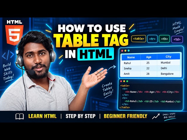 How to Use Table Tag in HTML | HTML Tables Tutorial for Beginners | Learn HTML in Hindi 2026