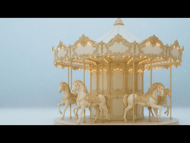 ❄First Snowfall at the Carousel 🎠— 60 Minutes — Extended Winter Ambient (2 Tracks Loop)| LuxePause
