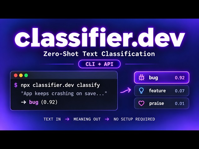 classifier.dev & Jev Node.js CLI Setup: Zero-Shot Text Classification with Jev