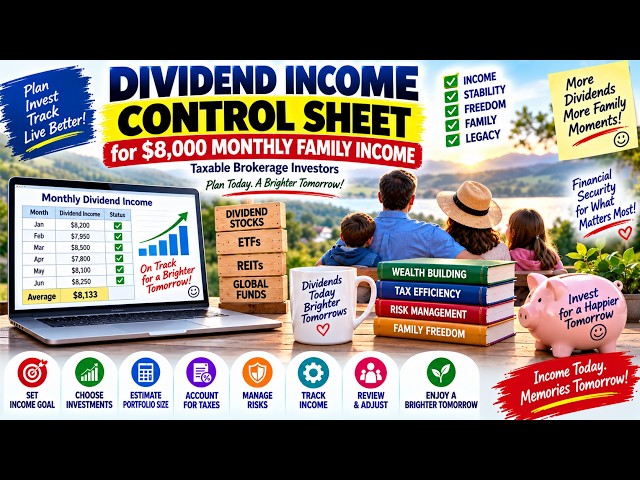Dividend Income Control Sheet for $8,000 monthly family income — taxable brokerage investors