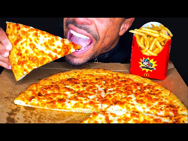 ASMR LITTLE CAESARS PIZZA MUKBANG | EATING MCDONALD'S FRIES | NO TALKING JERRY *BIG BITES*
