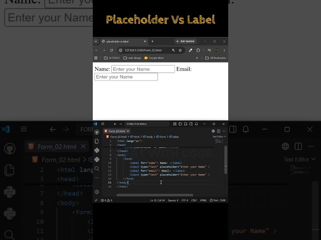 Placeholder vs Label Attributes in HTML Forms | #htmlcss #webdevelopment #coding #frontend