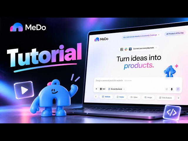 MeDo Tutorial for Beginners – Build a Full-Stack App With AI (No Coding!)