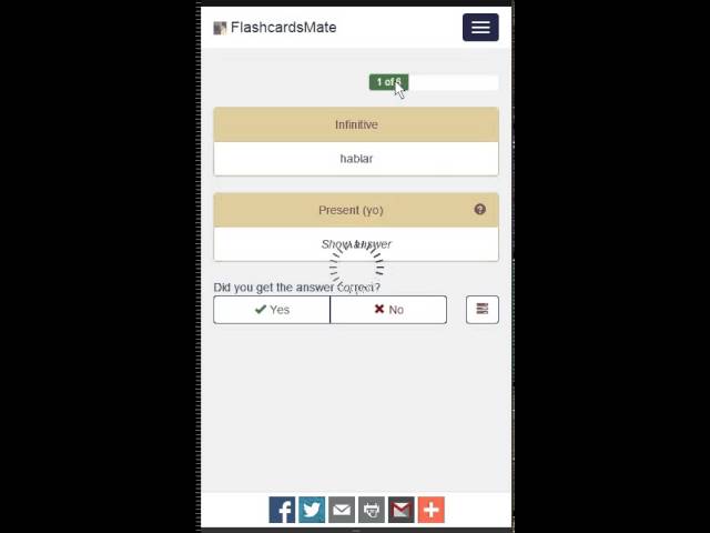 Spanish conjugation flashcards with FlashcardsMate