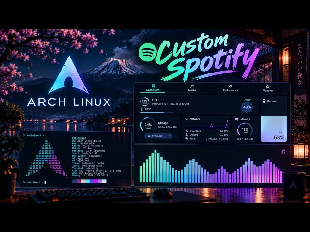 my arch linux rice | hyprland + caelestia & ispotify