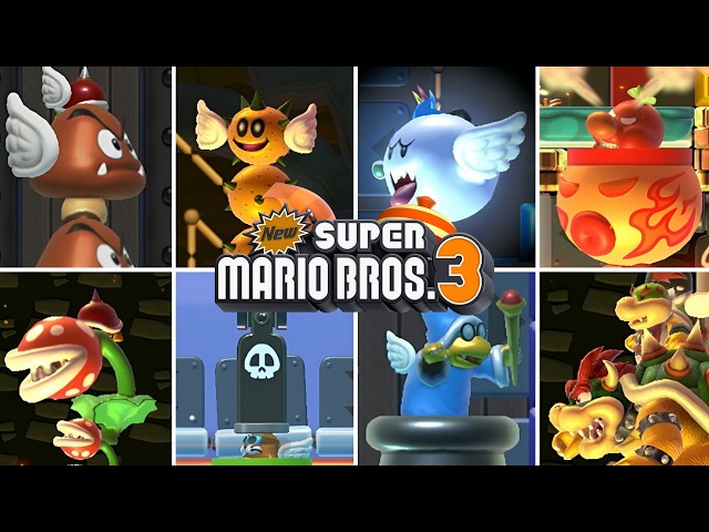 New Super Mario Bros. 3 - All Bosses (Super Mario Maker 2 Super World)
