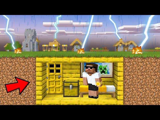 We Made a Bunker to Survive Thunder Disaster in Minecraft..