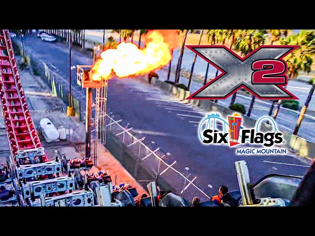 2025 X2 Roller Coaster On Ride Front Seat POV Six Flags Magic Mountain