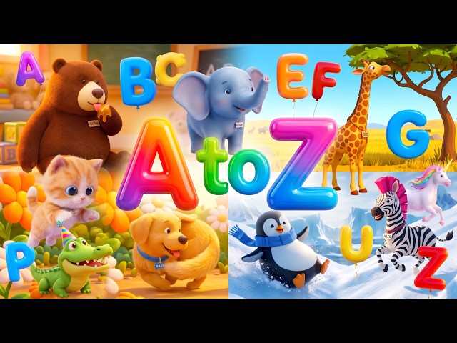 Learn A to Z Phonics with 3D Cute Animals 🦁🐘| #abcd #KidsLearning #CartoonsVubon #nurseryrhymes