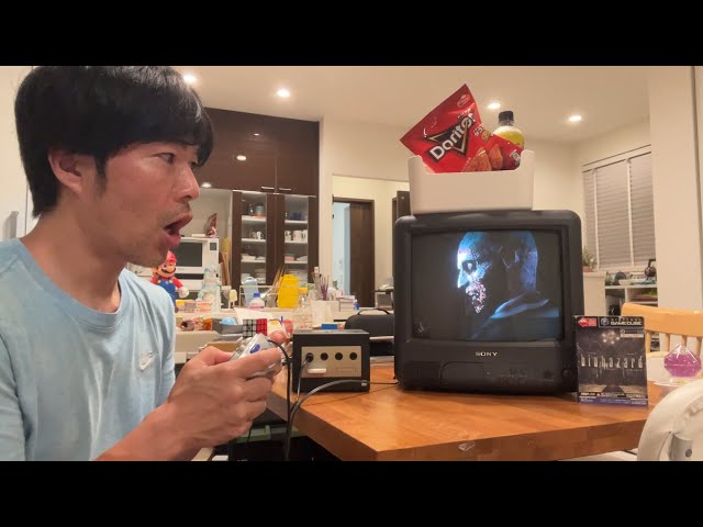 Friday night with Resident Evil Remaster and the GameCube on a Sony CRT TV. Doritos and Pepsi 
