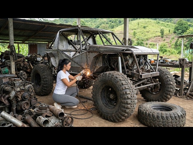 [TIMELAPSE] Building a Giant Tire Off Road Vehicle From Recycled Machine Parts!
