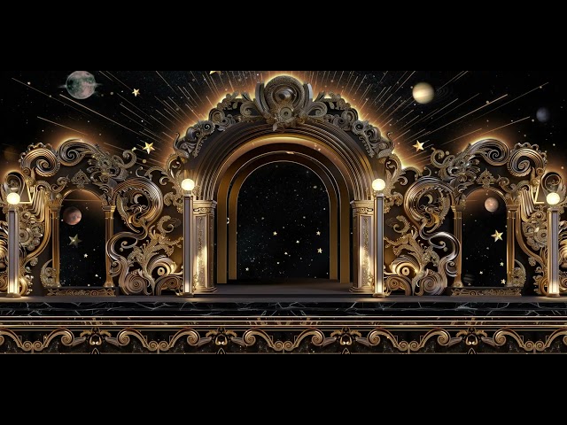 Free 4K MotionRoyal Cosmic Palace VJ Loop 4K | Luxury Gold Fantasy Stage | Elegant Space Visual