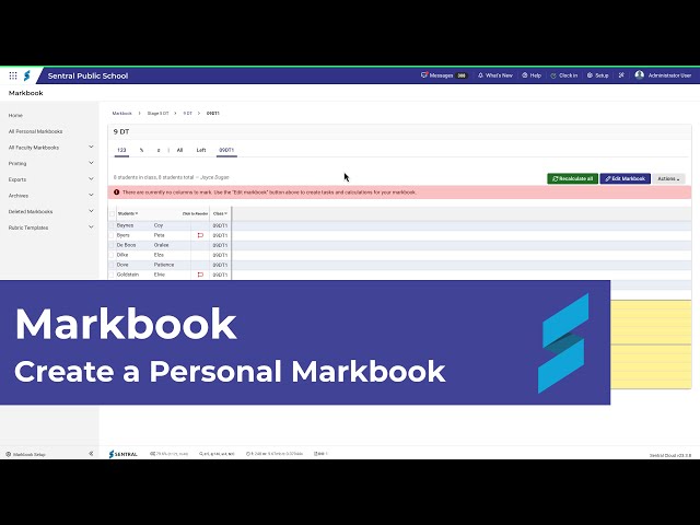 Markbook | How to Create a Personal Markbook