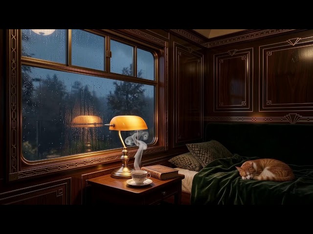 Vintage Sleeper Train in Heavy Rain 🚂 Cozy Night Journey & Rain Sounds for Deep Sleep (3 Hours)