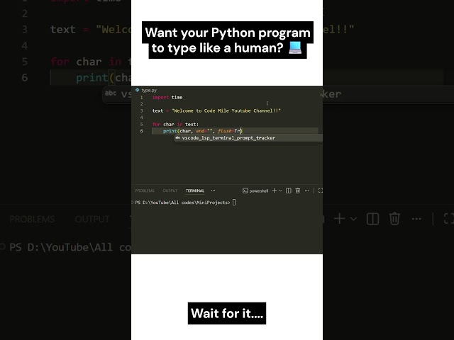 Create a Typewriter Effect in Python 🐍 | Code Mile #shorts #python