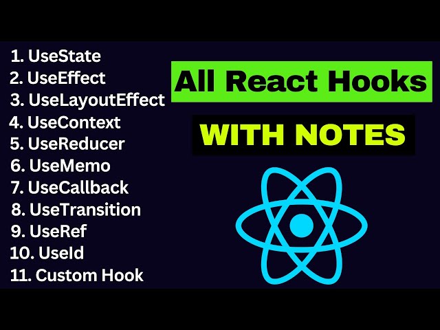 React Hooks Full Course in Hindi (2025) 🔥  | Complete Guide with Notes & Real-World Examples