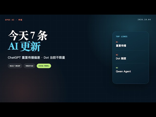 AI早报｜ChatGPT 重置传播偏差与 Dot 当前不限量