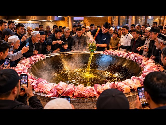 UNREAL! Uzbekistan Cooks 400 - 500 KG of Pilaf Daily for 10,000 People in ONE POT! 😱🍚