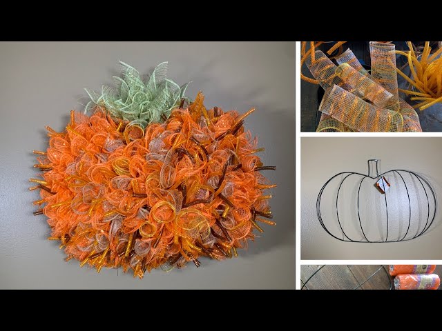How To Make A Deco Mesh Wreath | Halloween DIY | Dollar Tree DIY | Pumpkin Mesh Wreath