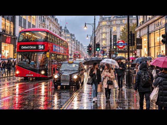 London Evening Walk 4K 🇬🇧 | Rainy Day in West End & Soho 2026 [4K HDR]