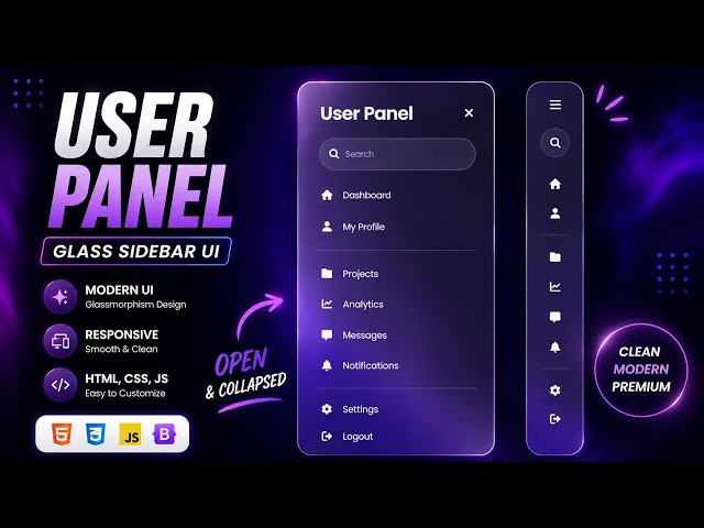 Modern Sidebar Navigation for User Panel | HTML CSS