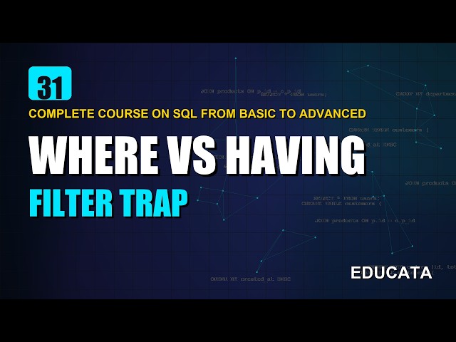 31. SQL HAVING vs WHERE: Master the Interview Question Asked by FAANG & Top MNCs