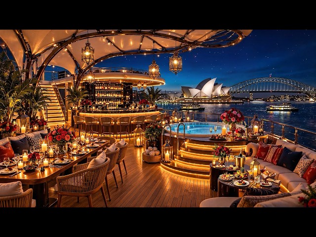 Yacht Deck Bar Ambience with Luxury Jazz Saxophone ~ Sweet Night Jazz for Relax, Dinner, Study