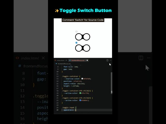 Animated Toggle Switch Using HTML CSS & SVG | Smooth UI Animation